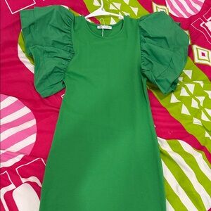Zara Green Puff Sleeve Dress